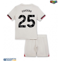 Otroški Nogometni dresi Chelsea Moises Caicedo #25 Gostujoči 2025-26 Kratek Rokav (+ Kratke hlače)